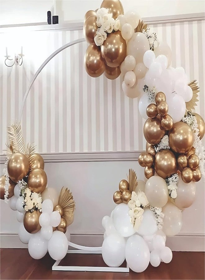YOURS DECOR مجموعة زينة بالونات عيد ميلاد سعيد من يورز ديكور - 47 قطعة من بالونات بيضاء وذهبية كرومية ورملية بيضاء لحفلات أعياد الميلاد والاحتفالات | زينة عيد ميلاد للأطفال والكبار - Image 5